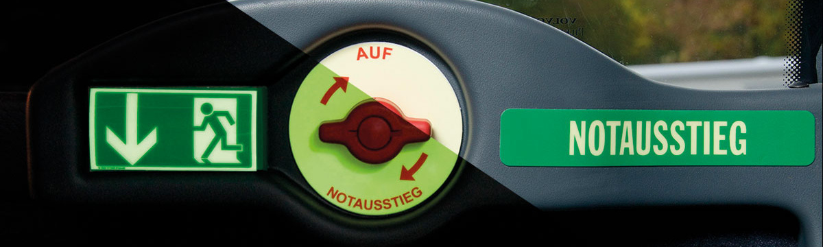 Safety signs for buses and trains PERMALUX